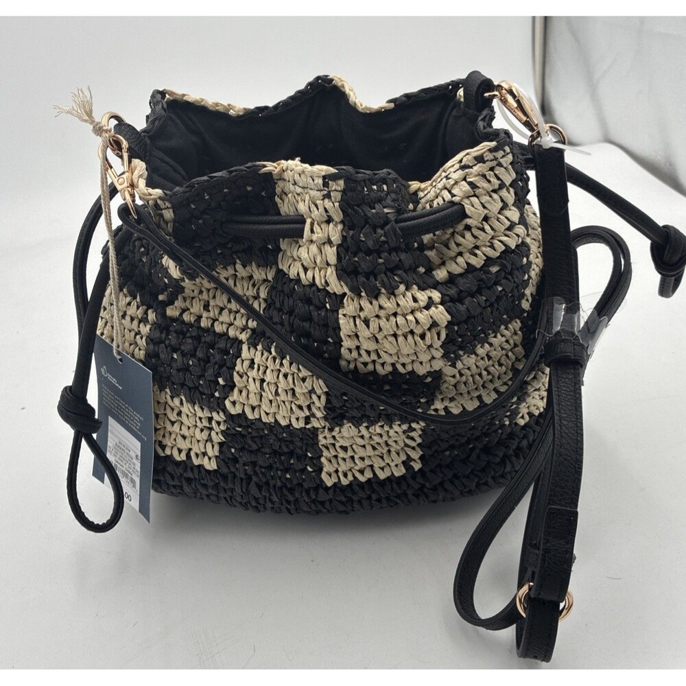 NWT Universal Thread Black and White Checkered Woven Crossbody Bag - Picture 2 of 6